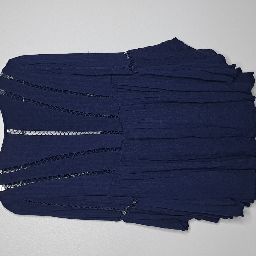 RARE Free People Blue Bohemian hippie flowy Mini beach Dress XS - Picture 7 of 9